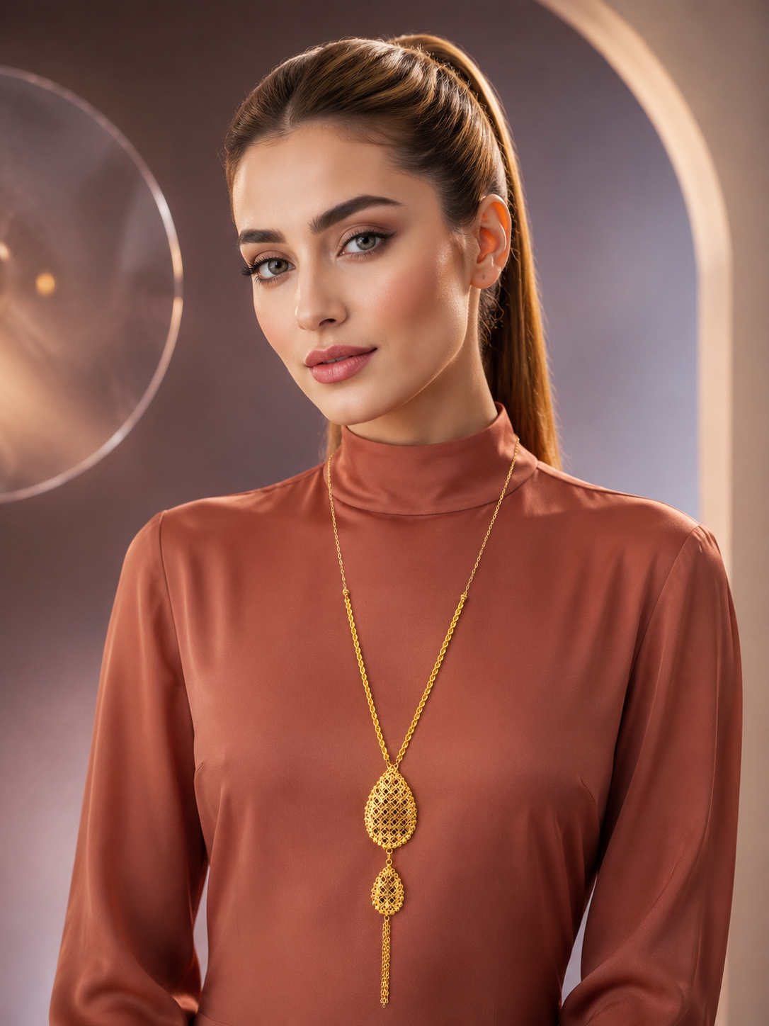 21-karat gold necklace, weight 2.85 grams