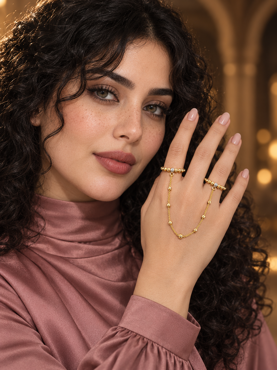 21k gold Dorica string ring, 2.4g