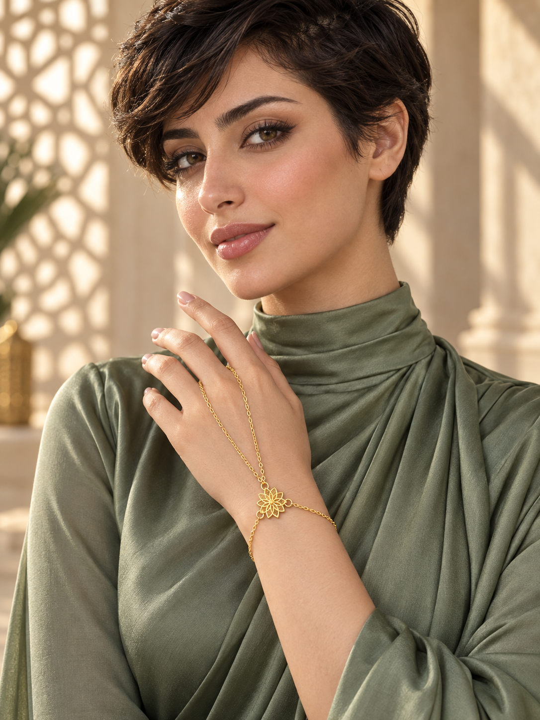A 21-karat gold palm weighing 1.71 grams