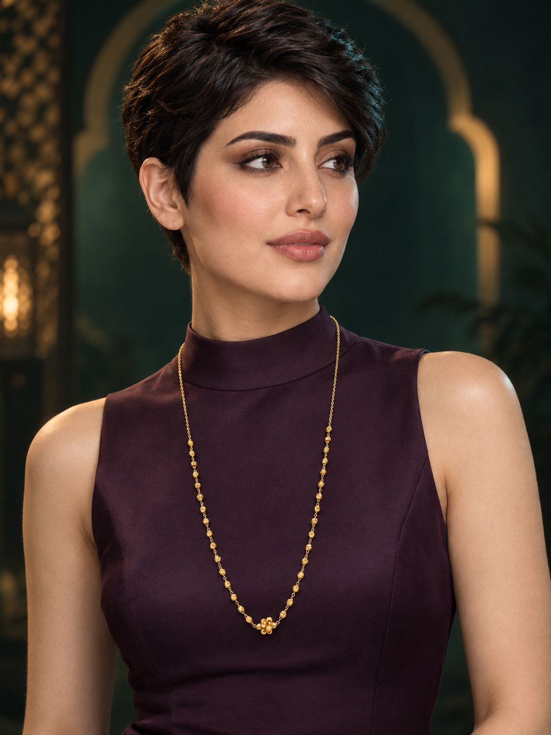 21-karat gold prayer beads necklace, weighing 3.56 grams