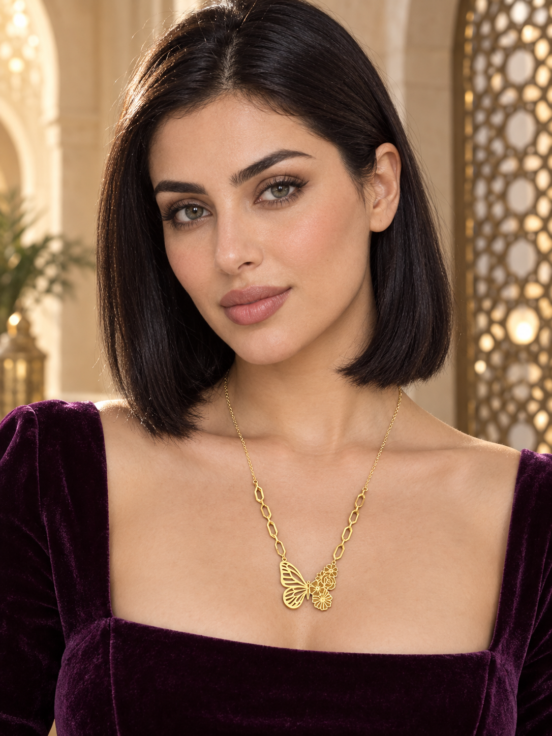 عقد الفراشة ذهب عيار 21 وزن 1.11 جم