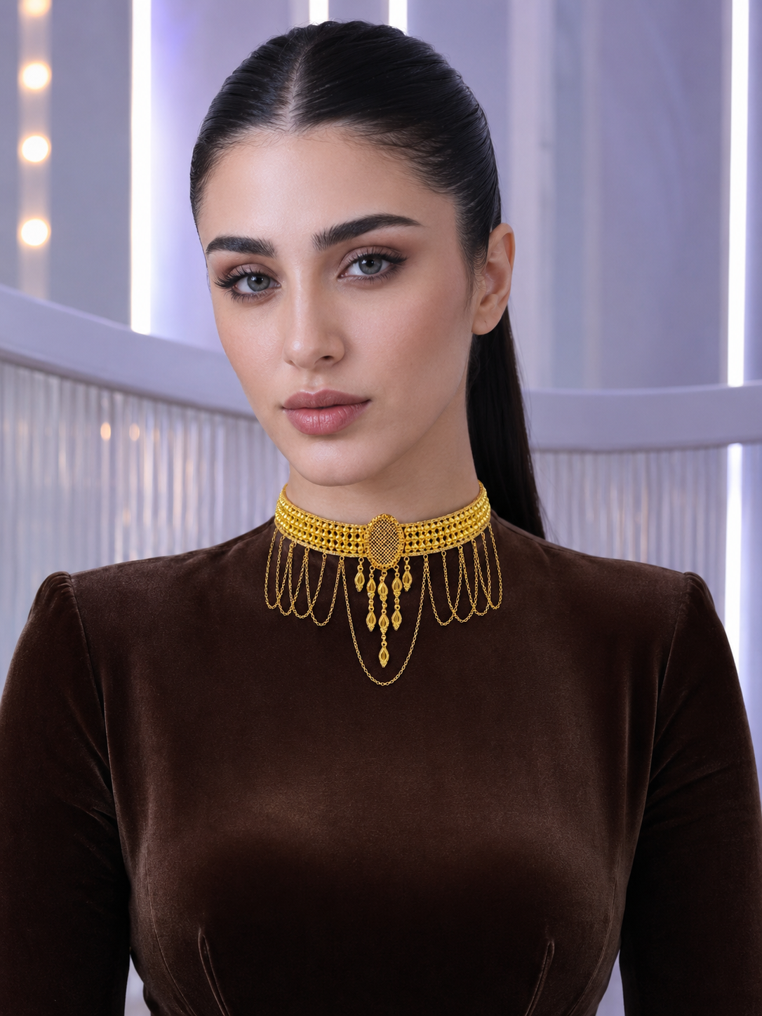 21-karat gold choker, weight 6.77 g