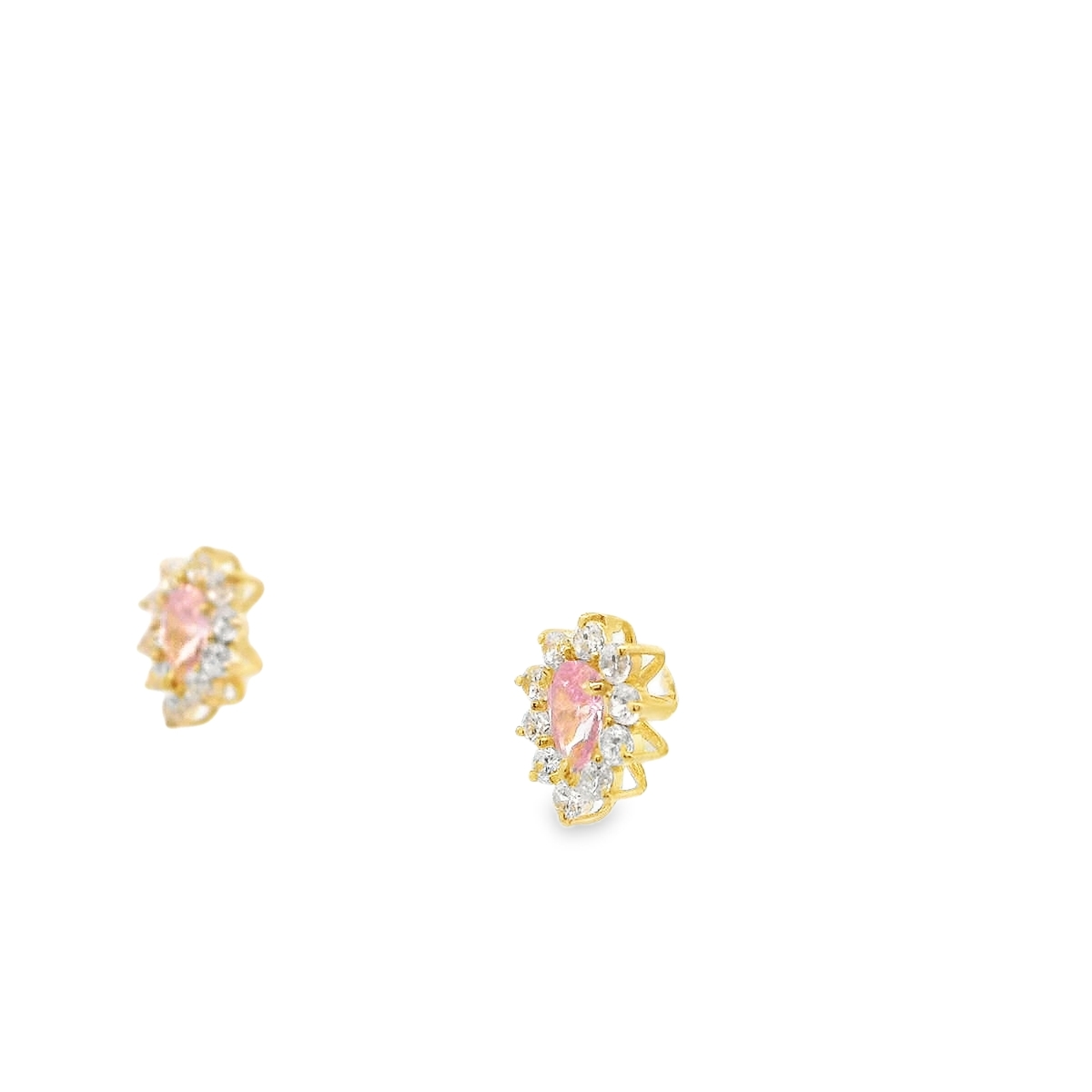 حلق ذهب بتصميم زهري مرصّع