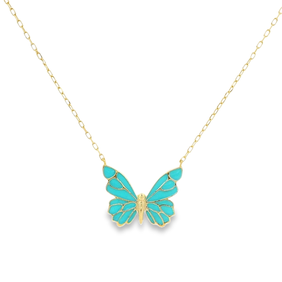 عقد ذهب - فراشة فيروزي