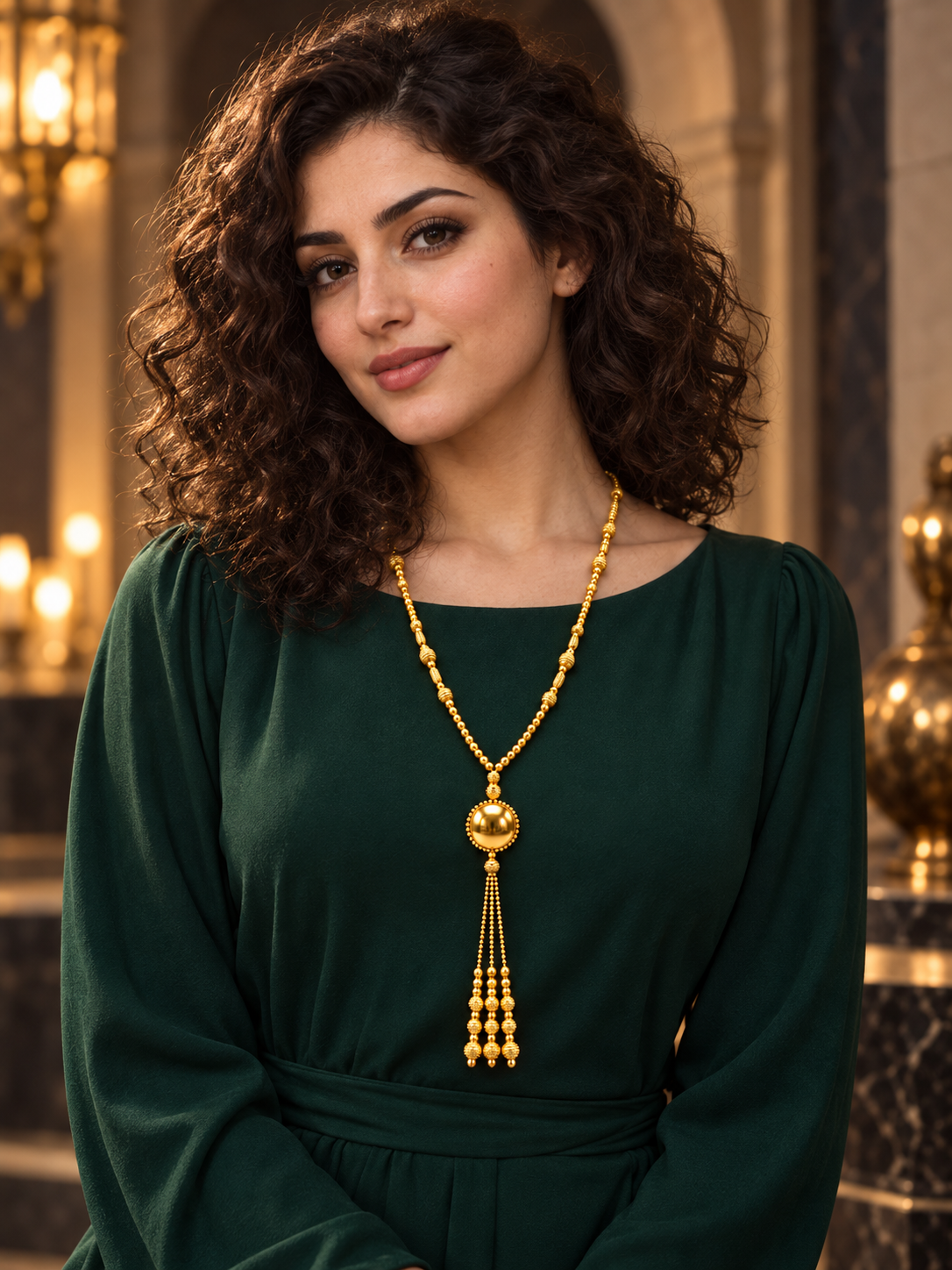 عقد سبحة البصمة ذهب عيار 21 وزن 13.78 جم