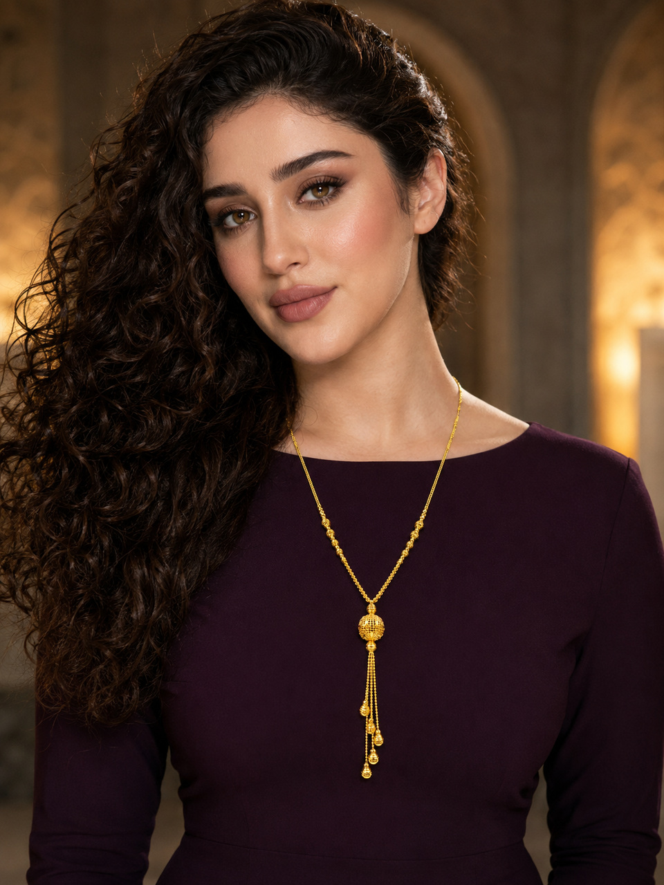 21-karat gold prayer beads necklace, weighing 11.01 grams