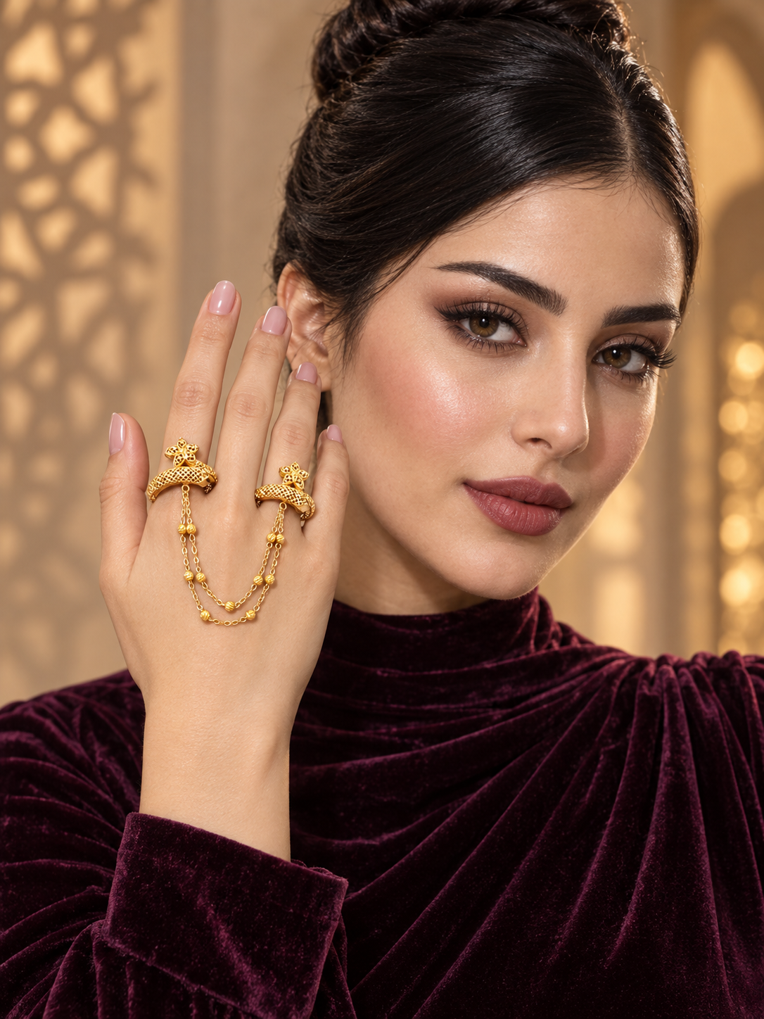 21k gold double Doric string ring 5.1g