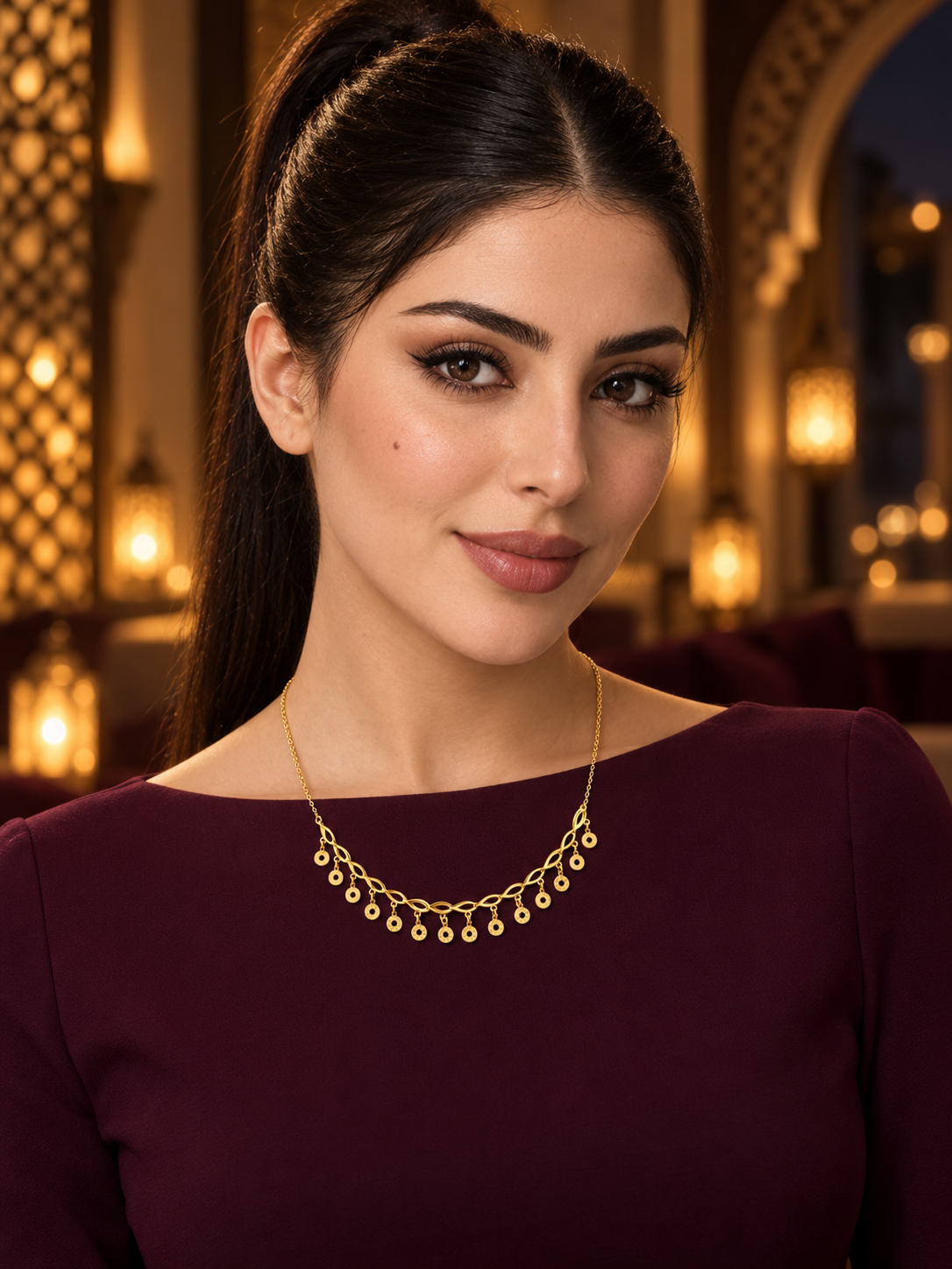 21-karat gold necklace, weight 1.24 grams