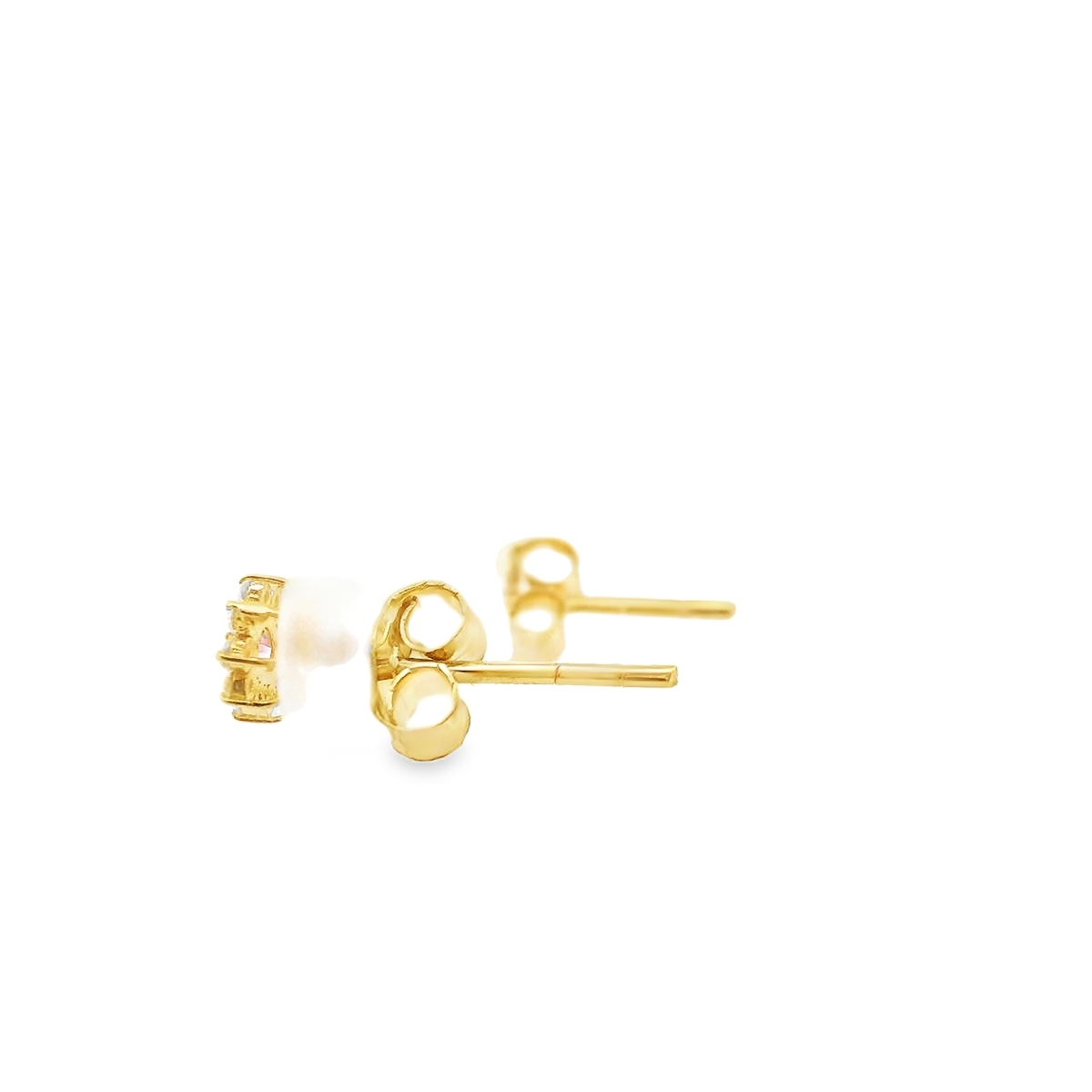 حلق ذهب بتصميم زهري مرصّع